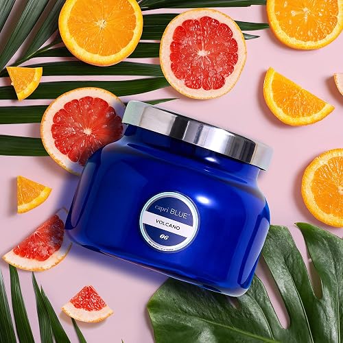 Capri Blue Volcano Scented Candles - Luxury Glass Jar Candles for Home Scented with Tropical Fruit & Sugared Citrus - Soy Wax Blend - Blue Color (19 oz) thumbnail 2