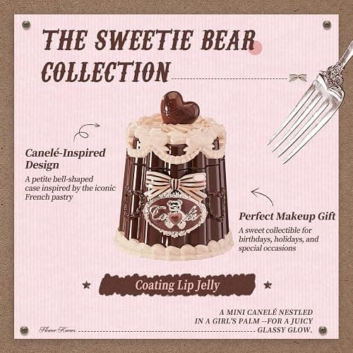 Flower Knows The Sweetie Bear Coating Lip Jelly, Juicy Cherry Rose | Balm-Infused Hydrating Serum Formula, Sheer Glossy Finish, Vegan (JE06 Strawpop) thumbnail 2