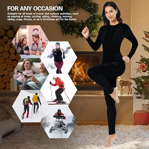 MEETYOO Thermal Underwear Set for Women, Winter Long Johns with Fleece Lined Warm Base Layer Top and Bottom Set for Skiing thumbnail 6