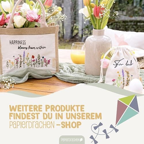 Papierdrachen Brotkorb "Frühlingswiese" - charmante Tischdekoration - mit hochwertiger Blumenbestickung in Wiesenoptik thumbnail 7