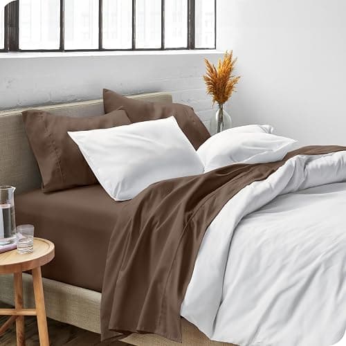 Bare Home Queen Sheet Set - Luxury 1800 Ultra-Soft Microfiber Queen Bed Sheets - Double Brushed - Deep Pockets - Easy Fit - 4 Piece Set - Bedding Sheets & Pillowcases (Queen, Cocoa) thumbnail 8