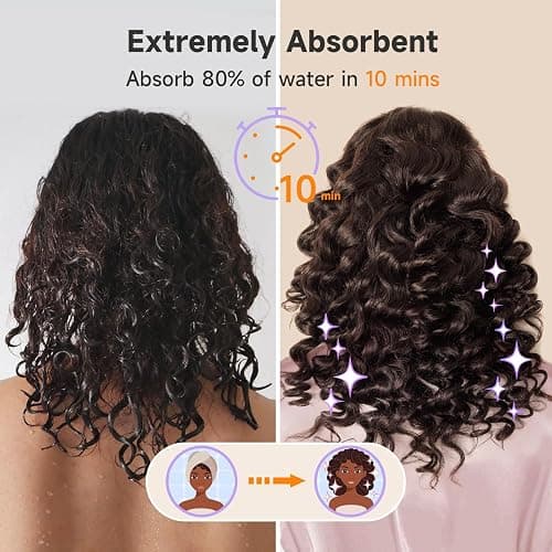 Umisleep 100% Microfiber Hair Towel, 41" x 22" Super Absorbent Towel Wrap with Elastic Loop, Large Curly Hair Towel for Women Long, Thick Hair, Camel thumbnail 8