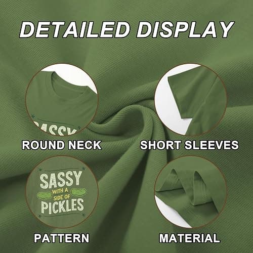Deyaidy Pickle Shirt Funny Shirts for Women Graphic with A Side of Pickles Tee Cucumbers Short Sleeve Cotton Tops thumbnail 6