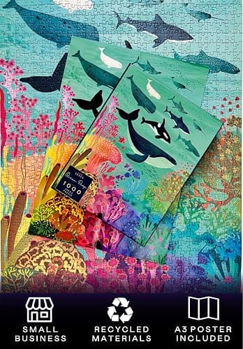 Elena Essex Puzzles for Adults 1000 Pieces - Ocean Deep | Jigsaw Puzzles 1000 Pieces for Adults | Colorful Cool Whale Shark Coral Reef Puzzle | jigsaws Size 20 x 28 inches thumbnail 3