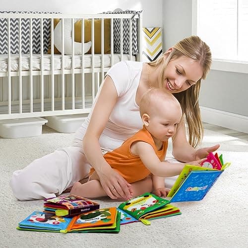 Dr.Rapeti Soft Cloth Books Baby Books Bath Books 6-Pack for Baby Infant Toddler Kids Crinkle Squeaky Washable Chewable Non-Toxic Early Educational Giftable thumbnail 2