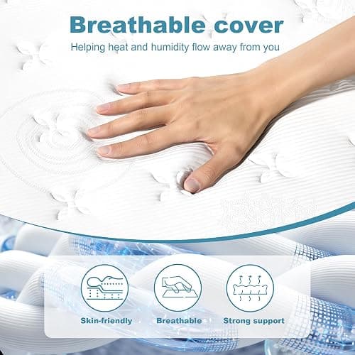 sirhome Double Mattress,4FT6 Gel Memory Foam 9 Zone Orthopaedic Mattress Pocket Sprungs,Wave Memory Foam Hybrid Medium Firm for Pressure Relief & Motion Isolation,in a Box 135x190x25cm thumbnail 3