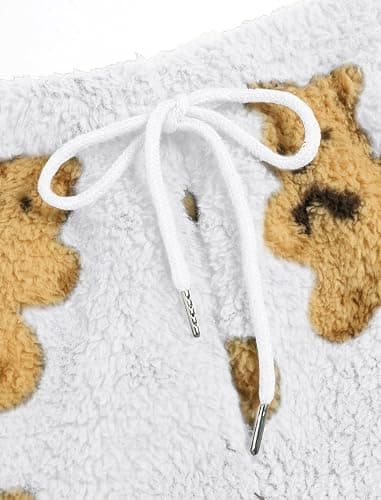 ZAFUL Women's Fuzzy Plush Pajama Pants Drawstring Elastic Waist Wide Leg Teddy Pj Bottoms Lounge Pants thumbnail 5