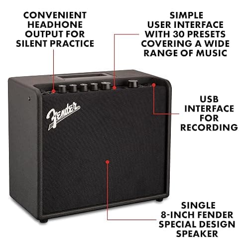 Fender Mustang LT25 Guitar Amp, 25-Watt Combo Amp, with 2-Year Warranty, 30 Preset Effects with USB Audio Interface for Recording thumbnail 2