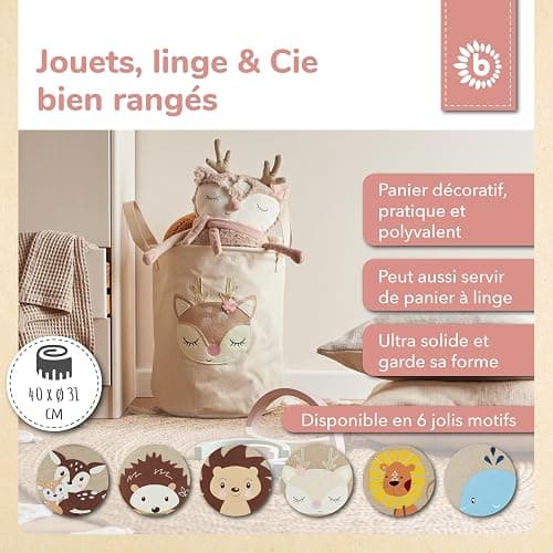 Bieco Panier à Linge Bebe Chevreuil Ella | Paniers à Linge | Laundry Basket | Corbeille a Linge Pliable Panier Linge Panier à Linge Enfant Panier Rangement Enfant Panier a Linge Bebe Panier Linge Bebe thumbnail 2