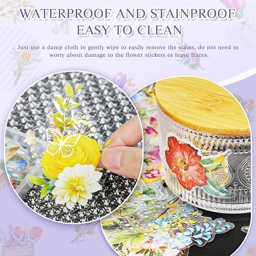 240Pcs Gilt Flower Stickers for Scrapbooking,Self-Adhesive Floral Stickers Scrapbook Supplies Journaling for Water Bottle Adult Card Making Letters DIY Cards Decoration thumbnail 5