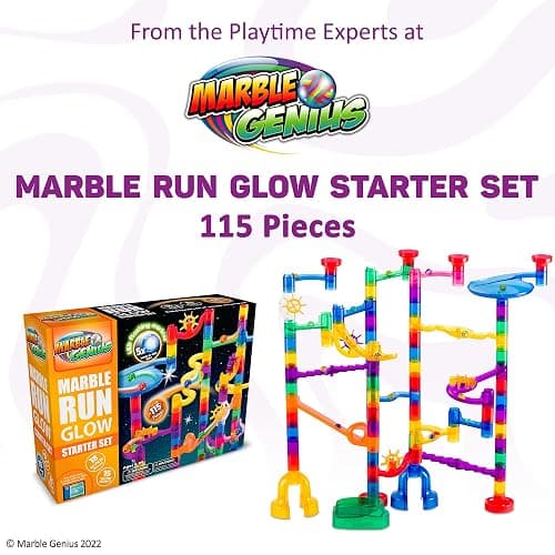Marble Genius Marble Run Glow Starter Set - 115 Pieces, Multicolor, Ages 4+ - Race Track & STEM Building Set with Light-Up Bricks for Kids 4-8 thumbnail 2