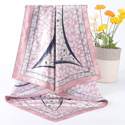 AWAYTR 35” Satin Large Square Head Scarves - 4PCS Silk Like Neck Scarf Hair Sleeping Wraps Satin Silk Scarfs for Women thumbnail 4