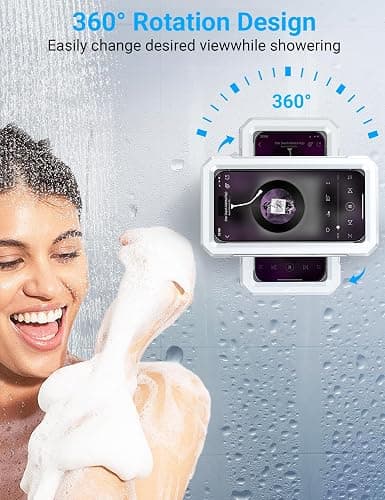 Coolpow Shower Phone Holder Waterproof【480° Rotatable】 Retractable Adjustable Shower Phone Case, Shower Accessories for Bathroom Wall Phone Mount Stand Water Proof Anti Fog Case, for 4-7" Cellphones thumbnail 3