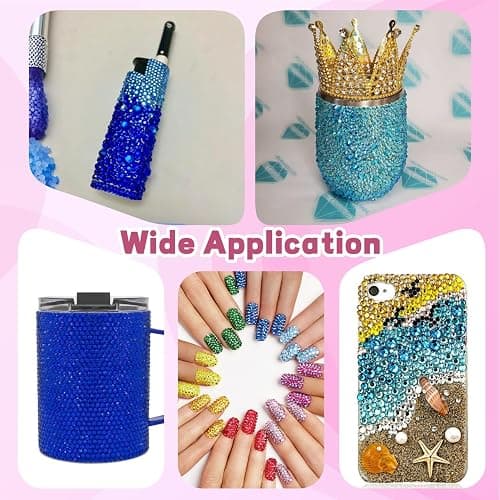 20000Pcs Blue Rhinestones for Bedazzling Kit with 3Pcs B7000 Jewelry Glue, Resin Rhinestones for Crafting Crafts，Bedazzler Kit Flatback Gems for Clothing Shoes Tumblers Nail Art thumbnail 6