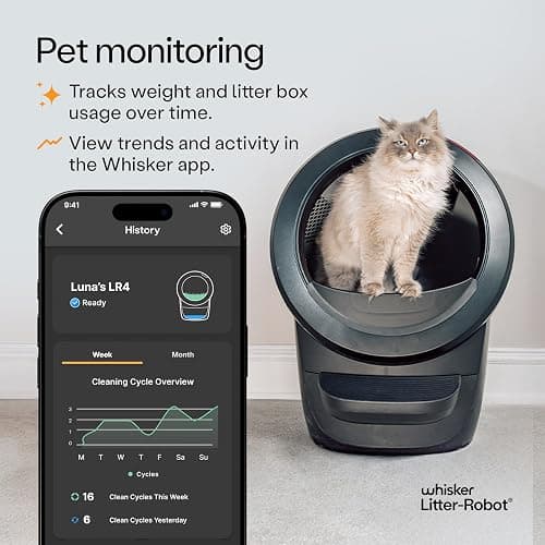 Litter-Robot 4 Supply & Accessory Bundle by Whisker, Black- Automatic Self-Cleaning Cat Litter Box, Includes Litter-Robot 4, Ramp, Mat, 3 OdorTrap Packs, 10 Liners, 30 Wipes, & 2 Carbon Filters thumbnail 5