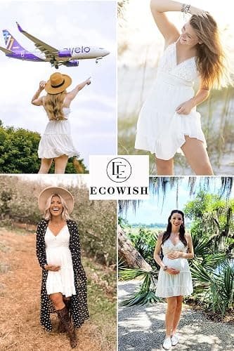 ECOWISH Summer Dresses for Women 2026 V-Neck Spaghetti Strap Bowknot Backless Sleeveless Lace Mini Swing Skater Dress thumbnail 6