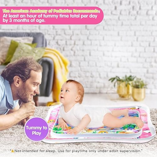 Infinno Tummy Time Mat Premium Baby Water Play Mat for Infants and Toddlers Baby Toys for 3 to 24 Months, Strengthen Your Baby's Muscles, Pink Theme Toys thumbnail 5