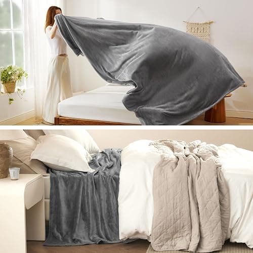 Bedsure GentleSoft Fleece Bed Blankets Queen Size Grey - Soft Warm Winter Blanket Lightweight Cozy Luxury Microfiber, Room Home Decor Christmas Decorations Gifts for Women and Men, 90x90 inches thumbnail 5