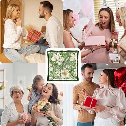 Deokke Scarf Silk Feeling Square Satin Headwear Wrap 27.5 Inches Bandana Aesthetic Trendy Cute Handbag Decoration Women Girls thumbnail 7