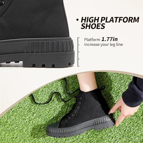Rominz Women's High Top Platform Sneakers Canvas Shoes | Platform 1.77inch, Non-Slip Sole, Breathable Canvas, Easy to Match thumbnail 4