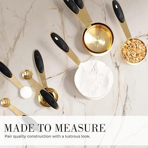 Styled Settings Black and Gold Measuring Cups and Spoons Set - 8PC Stainless Steel Measuring Spoons and Cups Set for Precise Baking & Cooking - Stylish Black and Gold Kitchen Accessories thumbnail 6