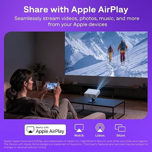 Aurzen Roku TV Smart Projector with Wifi and Bluetooth, Christmas Gifts, Roku Streaming Experience Built-in, 1080P FHD, Dolby Audio, Auto Focus & Keystone, Zoom, Movie Portable Outdoor Mini Projector thumbnail 6