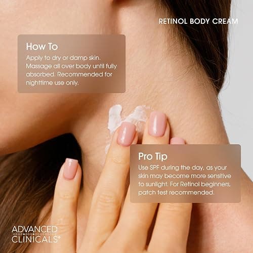 Advanced Clinicals Retinol Body Lotion & Face Moisturizer | Visible Anti Aging Skin Care Retinol Body Cream For Women & Men Targets Look Of Fine Lines, Wrinkles, & Crepe Looking Dry Skin, 16 Ounce thumbnail 7