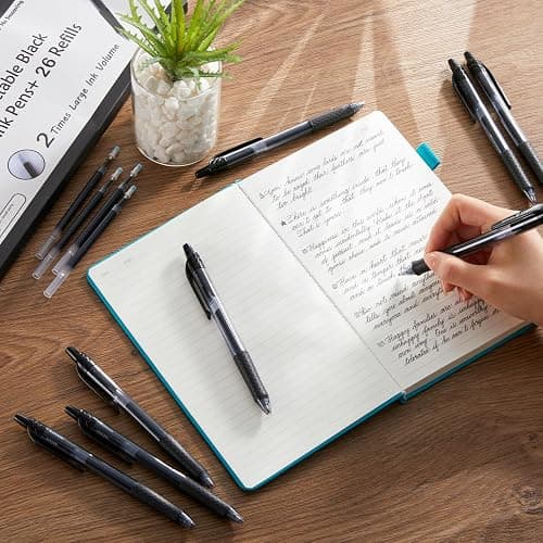 Lineon 46 Pack Black Gel Ink Pens (20 Gel Pens with 26 Refills) Medium Point Retractable Writing Smooth Writing with Comfortable Grip for Office School thumbnail 2