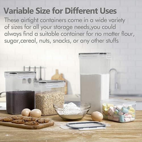 CHEFSTORY Airtight Food Storage Containers with Lids, 8 PCS Plastic Storage Canisters for Kitchen & Pantry Organization,Dry Food Canisters for Flour, Sugar and Cereal thumbnail 2