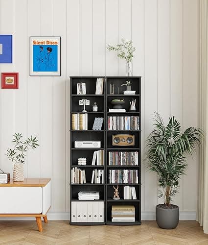 VPSMAT DVD Rack Tower, 8-Tier CD Cabinet with Adjustable Shelves DVD Storage Shelf for Living Room Bedroom Office thumbnail 3