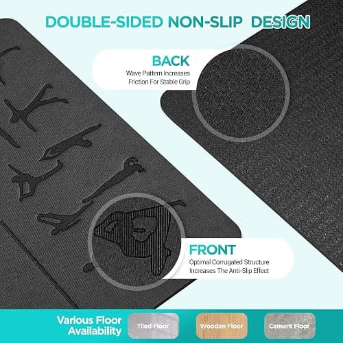 OUTDOUSE Yoga Mat with Alignment Lines,TPE 6mm Sports Exercise Mat,Non-Slip,for Gymnastics,Pilates,Home, Travel,Gymnastics Mat with Storage Straps,Yoga Mats for Women and Men,183x61x0.6cm thumbnail 3