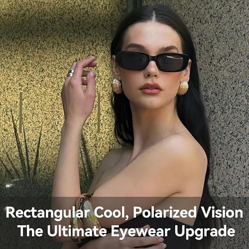 Dollger Rectangle Sunglasses for Women Men Trendy Retro Fashion Sunglasses UV 400 Protection Square Fram thumbnail 2