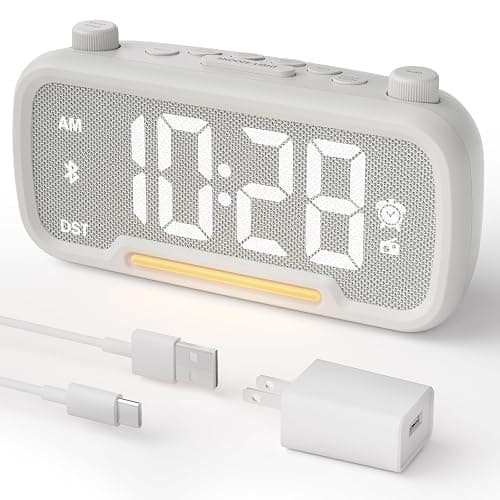 Alarm Clock Radio with Bluetooth Speaker, FM Radio, High Fidelity Sound, Bedside Clock with 2 Charging Ports, Adjustable Dimmer & Volume, Night Light, Auto-off Timer, Ideal for Bedroom and Home Office - Image 1