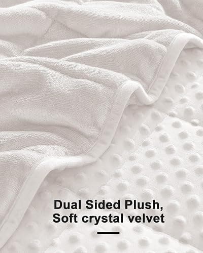 ⭐UINIU Minky Dot Weighted Blanket for Adults Queen Size 15 lbs, Soft Cooling Heavy Breathable Blanket for All-Season, Washable Weighted Throw with Glass Beads, 60 x 80 Inches, Cream thumbnail 2