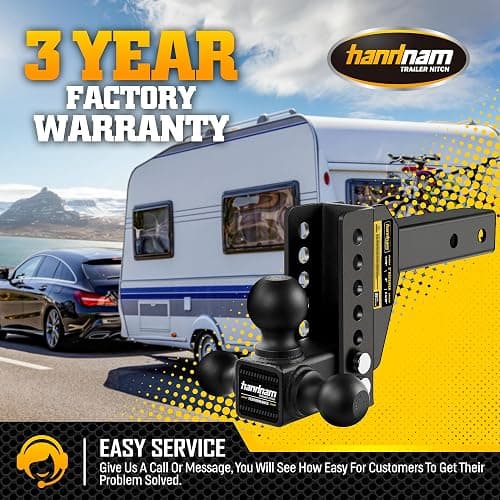 HANDNAM Drop Hitch Adjustable Trailer Hitch, Tow Hitch with 6-Inch Drop/Rise for Truck (16,500 LBS GTW), Adjustable Drop Hitch Fits 2-Inch Receiver, Trailer Hitches with Double Anti-Theft Pins Locks thumbnail 8