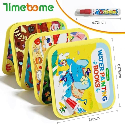 Timetome Reusable Water Painting Books for Kids – 3-Pack Magic Water Reveal Coloring Books with Water Pens (Fairy Tale, Animal & Dinosaur) No-Mess Coloring & Reusable Fun Travel Activity for Ages 3–6 thumbnail 2