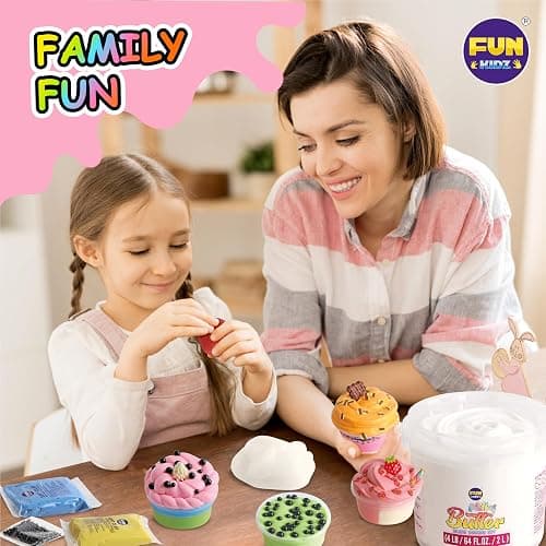 4 LB Milky Butter Slime Bucket Gift for Girls, FunKidz 64 FL OZ Huge Soft White Premade Scented Slime Kit Toy with 29 Variety Add-Ins Perfect Birthday Present for Kids Age 6+ thumbnail 2