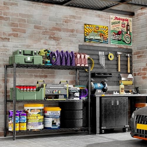 MODCART Storage Shelves, 48" L x 20" W x 47" H Heavy Duty Garage Wire Shelving Unit Loads 1200LBS, 3-Tier Adjustable Metal Industrial Utility Shelf Rack for Kitchen, Laundry Room, Basement thumbnail 4