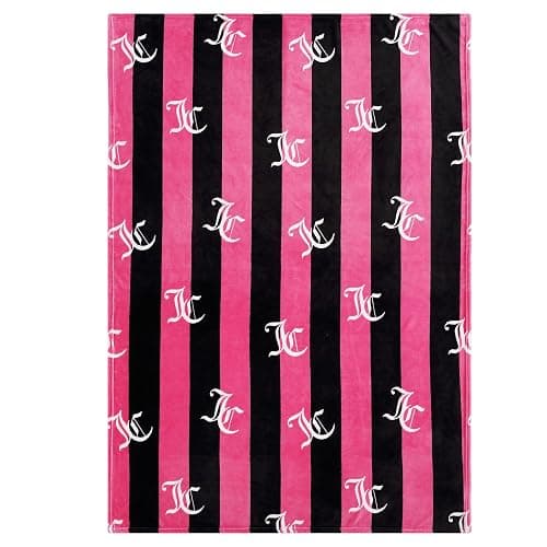 Juicy Couture Cabana Plush Hot Pink Striped 50"X70" Fuzzy Throw Blanket - Luxurious Microfiber Plush Blanket for Ultimate Comfort and Cozy Warmth thumbnail 7