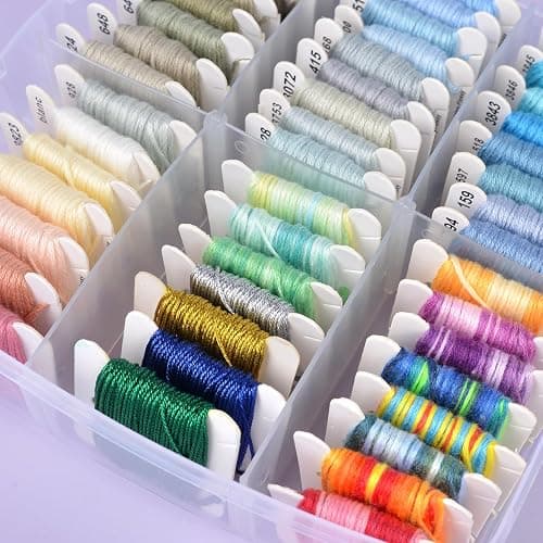 VICOVI 1080 Pack Embroidery Floss Thread Kit Including 200 Colors and 30 SkeinsWhite & Black Embroidery Thread Cross Stitch Sewing Thread with 850 Pcs Cross Stitch Tool and 4-Tier Transparent Box thumbnail 4