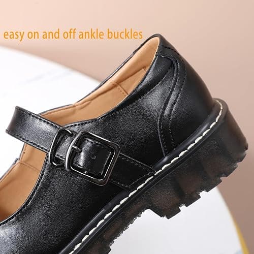 XMM Mary Jane Shoes Women Mary Janes Flats Ladies Oxford Shoes for Women Comfort Leather Round Toe Non-Slip Dressy Casual Cute Girls School Work Shoes thumbnail 8