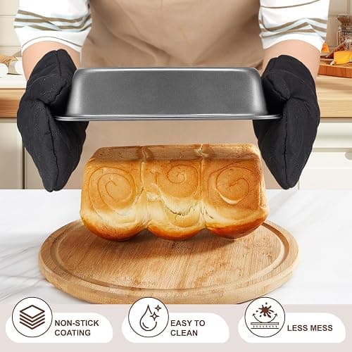 Funnydin 12PCS Nonstick Baking Pans Set - Stackable Bakeware Sets with Wider Grip, Carbon Steel Baking Set Including Cookie Sheets for Baking, Muffin Pan, Loaf Pan, Cake pan, Roasting Pan, Oven Mitts thumbnail 2