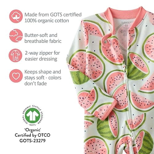 Butterblu Shadow Sleep & Play 100% Organic Cotton Footless Zip Front Sleeper Pajamas thumbnail 6