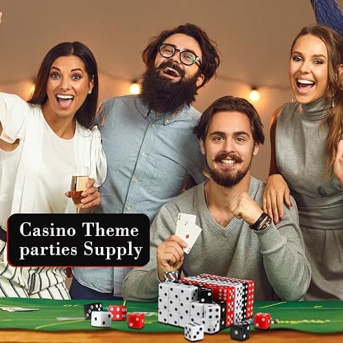 Poen 150 Pcs Dice Set 16mm Standard Game Dice Bulk Black White Red Acrylic Casino 6 Sided for Casino Night Party Decor, Craps, Board and Tabletop Games thumbnail 4