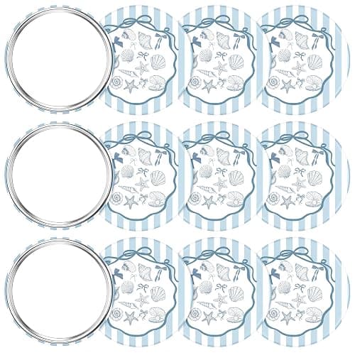 Wenqik 12 Pcs Shells Compact Mirrors, Beach Round Pocket Mirror Bulk, Mini Makeup Mirrors, Handheld Portable Mirror Gift for Women Girls Night Party Disco Party Favors Purse Travel - Image 1