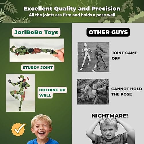 JoriBoBo T13 Action Figure (Dummy 13 / Titan 13), Jungle Soldier - 3D Printed Poseable Robot with Accessories for Stop Motion Animation | Kids Gift thumbnail 5