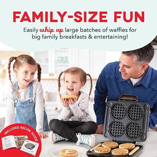 DASH Multi Mini Waffle Maker - Four 4” Waffle Molds, Nonstick Waffle Iron with Quick Heat-Up, Nonstick Surface - Perfect Mini Waffle Maker for Kids and Families, Just Add Batter thumbnail 5