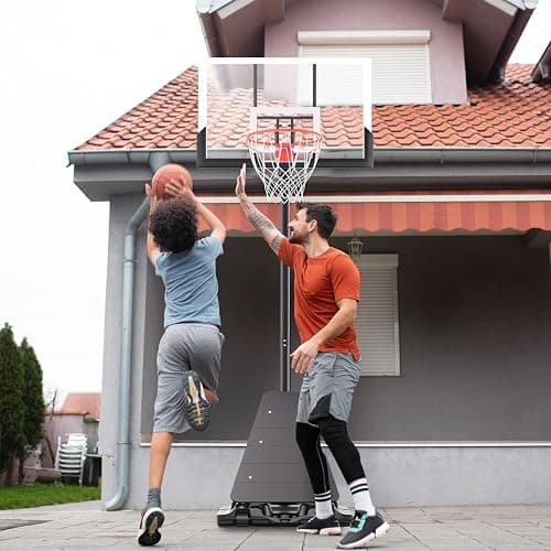 Feelwin Basketball Hoop Outdoor System with 10ft Height Adjustable, 45/48in Steel Frame Backboard Basketball Goal Court System, Portable Hoop for Youth and Adults in Driveway Backyard Pool Play thumbnail 8