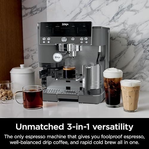 Ninja Luxe Cafe Premier Series, Espresso Machine, Drip Coffee, Rapid Cold Brew, Integrated Grinder, Hands-Free Frother, with Knock Box, Water Filter, Cleaning Tablets, Descaler, ES601GM thumbnail 4