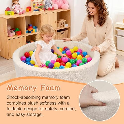 MEOGETY Kids Foam Ball Pits for Toddlers Babies Dogs Cats, Soft Infant Baby Ball Pit Pool for Girls and Boys Gifts, (Balls NOT Included) Imitation Teddy Colours thumbnail 5